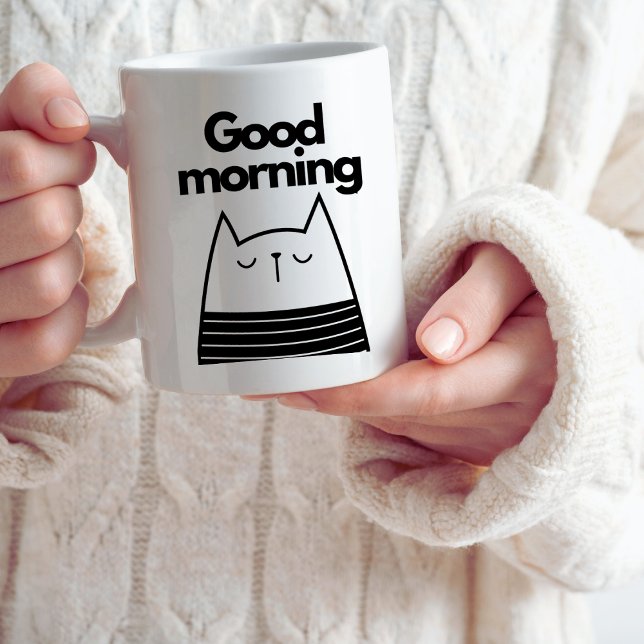 Modern Cat Mom Cute Black & White Coffee Mug (Creator Uploaded)