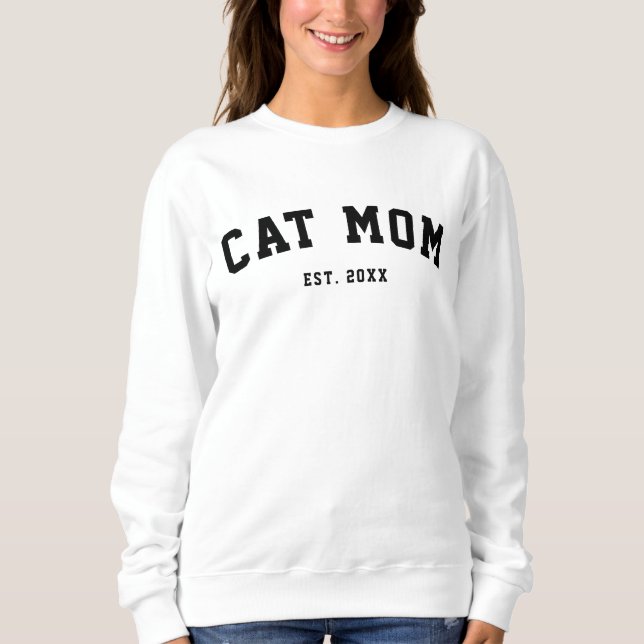 Modern Cat Mom Sport Varsity Sweatshirt (Front)