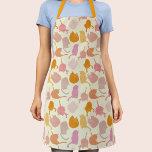 Modern Cat Pattern Apron<br><div class="desc">Fun modern kitty cat pattern in pink and orange on a cream background. Original art by Nic Squirrell.</div>