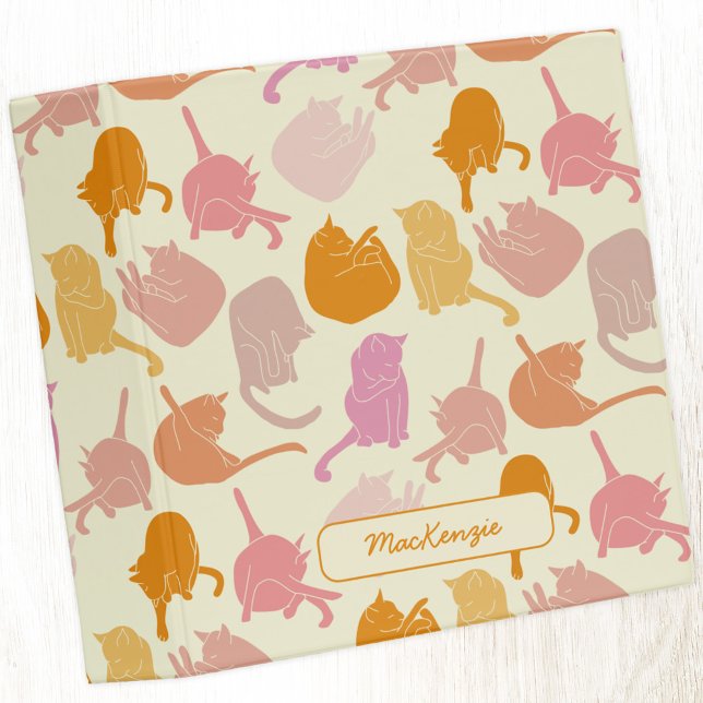 Modern Cat Pattern Personalized 3 Ring Binder (Modern cat pattern personalized 3 ring binder)