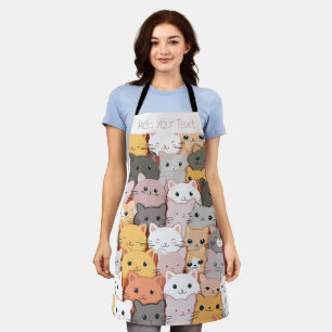 Modern Cat Pattern Personalized Apron