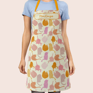 Modern Cat Pattern Personalized Apron