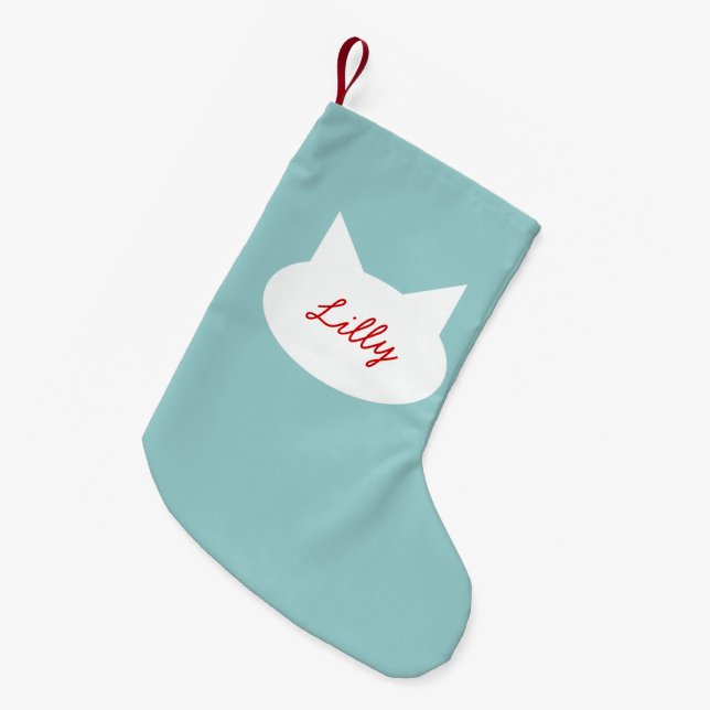 Modern Cat Personalized Christmas Pet Stocking (Front (Hanging))