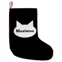 Modern Cat Personalized Pet Stocking - B&W/Red