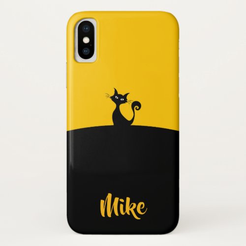 Modern Cat Pet Black  Yellow Template iPhone XS Case