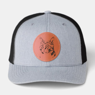 Modern Cat Portrait Cats Lover Graphic Mesh Leather Patch Hat