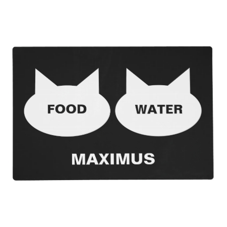 Modern Cat Silhouette Personalized Pet Placemat