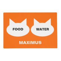 Modern Cat Silhouette Personalized Pet Placemat