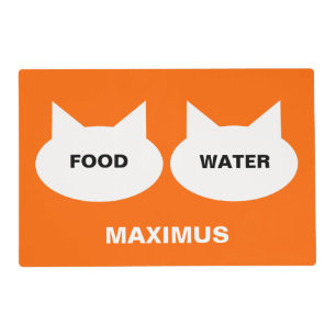 Modern Cat Silhouette Personalized Pet Placemat