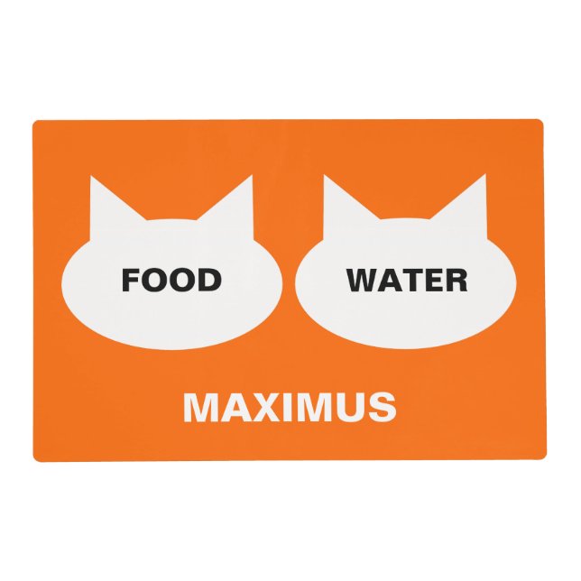 Modern Cat Silhouette Personalized Pet Placemat (Front)
