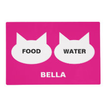 Modern Cat Silhouette Personalized Pet Placemat