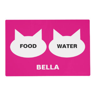 Modern Cat Silhouette Personalized Pet Placemat