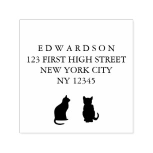 Modern cat silhouettes custom Return Address Stamp
