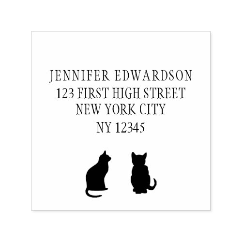 Modern cat silhouettes custom Return Address Stamp