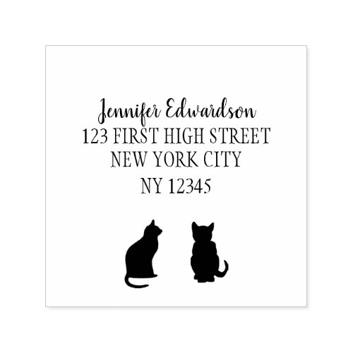 Modern cat silhouettes handwritten script self_inking stamp