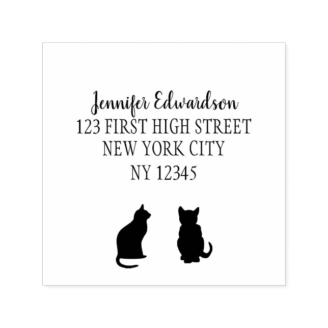 Modern cat silhouettes handwritten script self-inking stamp (Design)