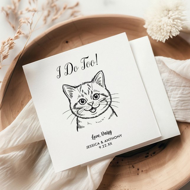 Modern Cat Wedding Cocktail Napkins  (Creator Uploaded)