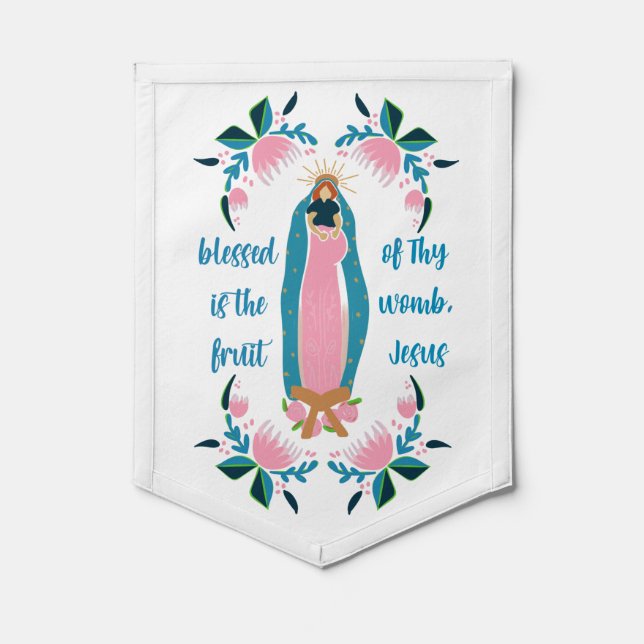 Modern Catholic Expecting Mother Mary Pennant (Front)