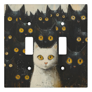 Modern Cats Black White Light Switch Cover