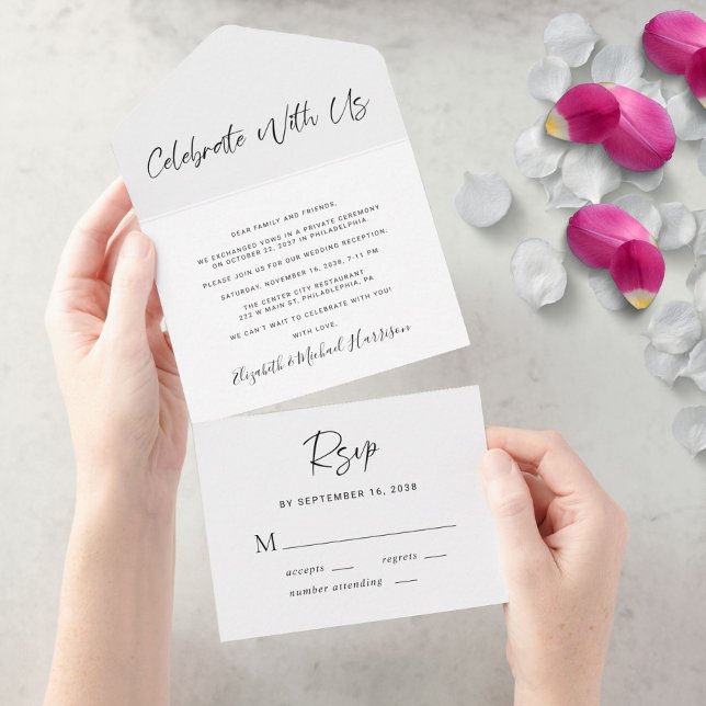 Modern Celebrate With Us Wedding Reception All In One Invitation (Creator Uploaded)