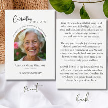 Modern Celebrating The Life Arch Photo Prayer Card