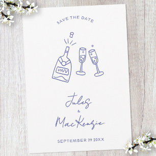 Modern Celebration Doodle Wedding Save the Date Invitation