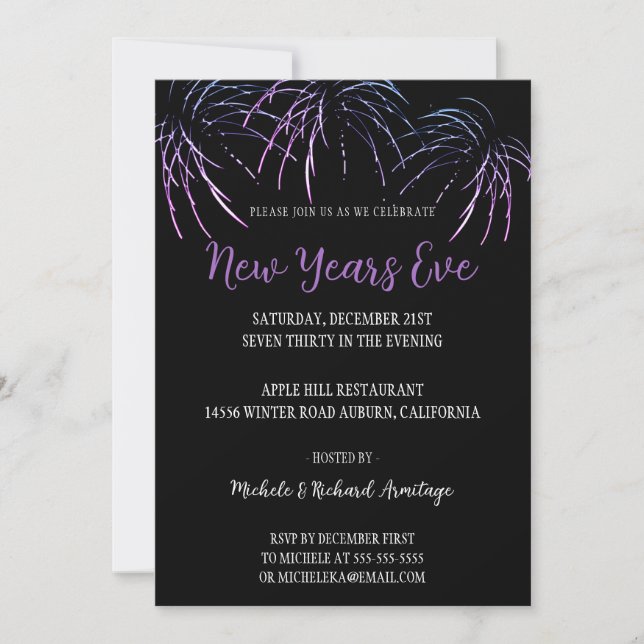 Modern Celebration New Years Invitation (Front)