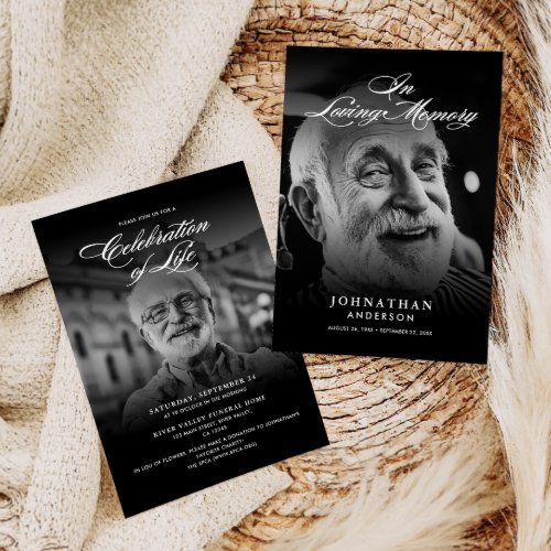 Modern Celebration of Life 2_Photo Elegant Script Invitation