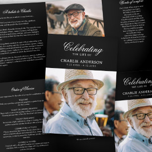 Modern Celebration Of Life 2-Photo Funeral Tri-Fold Program