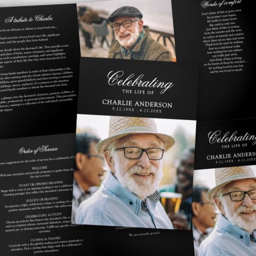 Modern Celebration Of Life 2-Photo Funeral Tri-Fold Program