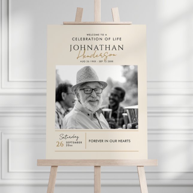 Modern Celebration Of Life Elegant Script Memorial Foam Board (Creator Uploaded)