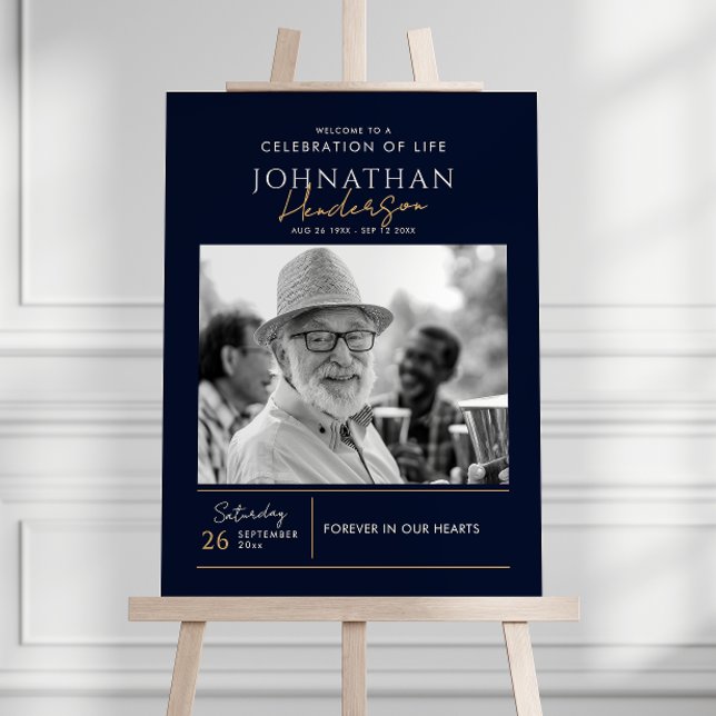 Modern Celebration Of Life Elegant Script Memorial Foam Board (Creator Uploaded)