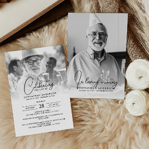 Modern Celebration of Life Funeral Memorial Photo Invitation