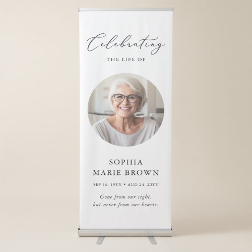 Modern Celebration of Life Funeral Memorial Photo Retractable Banner