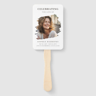Modern Celebration of Life Funeral Photo Hand Fan