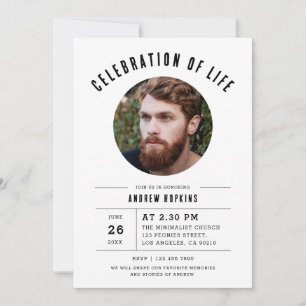 Modern Celebration Of Life Funeral Photo  Invitation