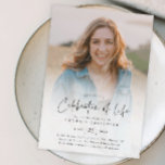 Modern Celebration of Life Memorial Funeral Invitation<br><div class="desc">A Celebration of life Funeral Memorial invitation featuring modern elegant typography. Click the edit button to easily customize this celebration of life template with your own details and photograph of your loved one.</div>