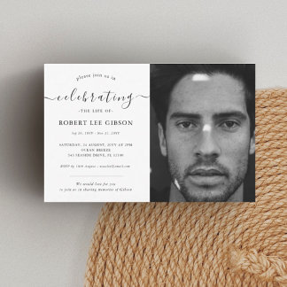 Modern Celebration of Life Memorial Funeral Photo Invitation