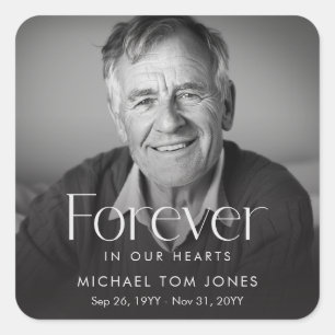 Modern Celebration of Life Memorial Funeral Photo Square Sticker