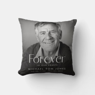 Modern Celebration of Life Memorial Funeral Photo Throw Pillow