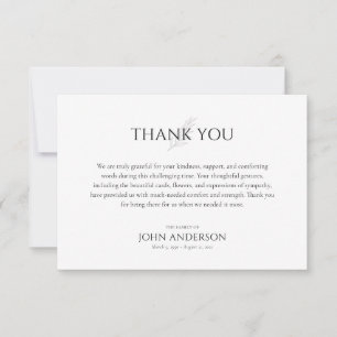 Modern Celebration of Life Memorial Funeral  Thank You Card