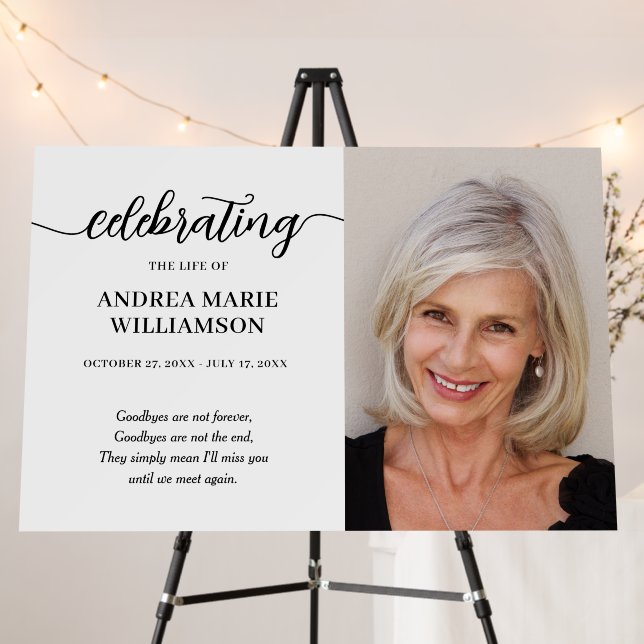 Modern Celebration of Life Memorial Photo Foam Board (In Situ (Stand))