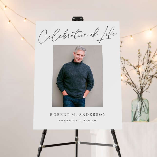 Modern Celebration of Life Memorial Photo Sign (In Situ (Stand))