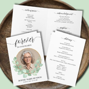 Modern Celebration of Life Photo Funeral Folded Program