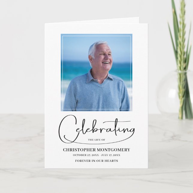 Modern Celebration of Life Photo Funeral Folded Program (Front)