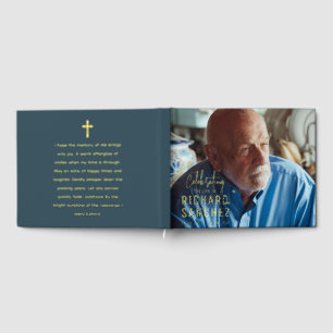 Modern Celebration Of Life Photo Funeral Memorial Foil Guest Book