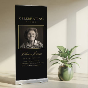 Modern Celebration of Life Photo Funeral Retractable Banner