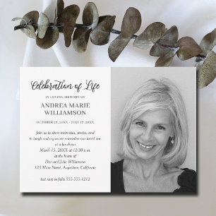 Modern Celebration of Life Photo Invitation