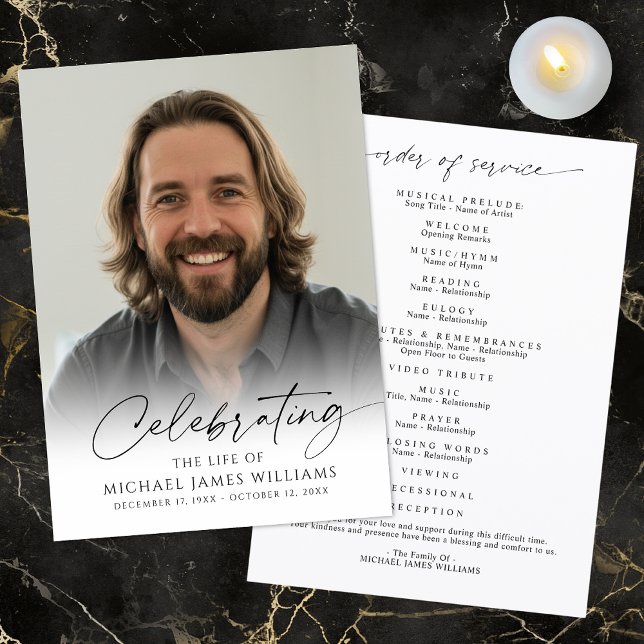 Modern Celebration of Life Photo Memorial Funeral Program (Creator Uploaded)