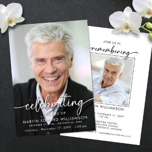Modern Celebration of Life Photo Memorial Invitation